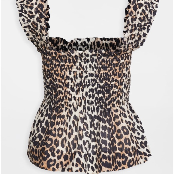 NWT GANNI Sleeveless Leopard Silky Peplum Top - Picture 3 of 5